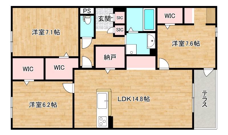 アンサンブル大今里(3LDK/1階)の間取り写真