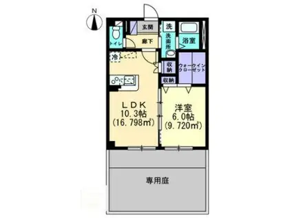 ウエストレガシーEMレジデンス(1LDK/1階)の間取り写真