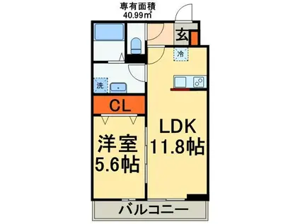 リブリ・OHNO(1LDK/1階)の間取り写真