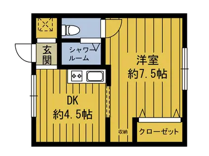 REGINA上人(1DK/2階)の間取り写真