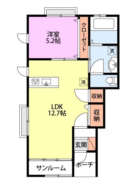 ルミナスII(1LDK/1階)の間取り写真