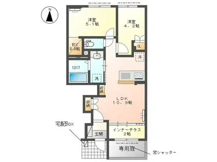 GLANZ -グランツ-(2LDK/1階)の間取り写真