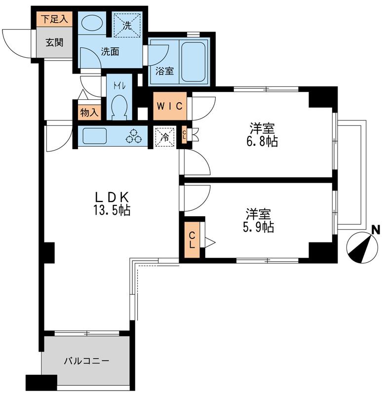 カッシア横濱ガーデン山(2LDK/3階)の間取り写真