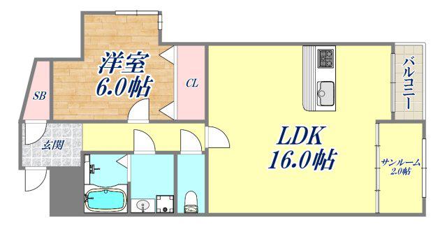 コンコード甲子園(1LDK/5階)の間取り写真