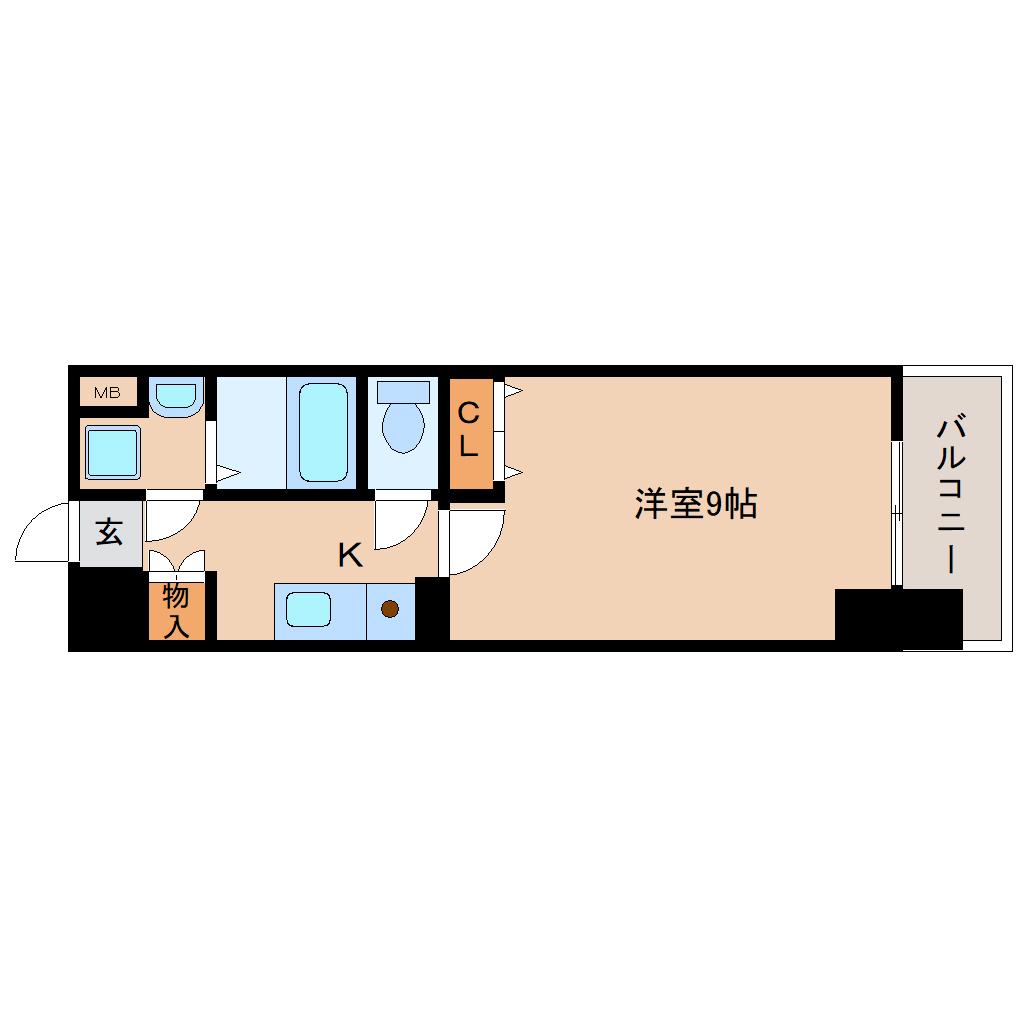 FORTUNA三条大宮(1K/4階)の間取り写真