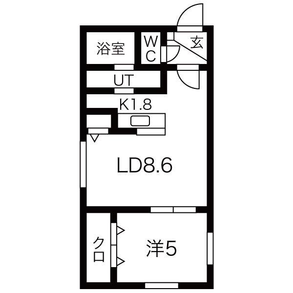 クレストN13(1LDK/1階)の間取り写真