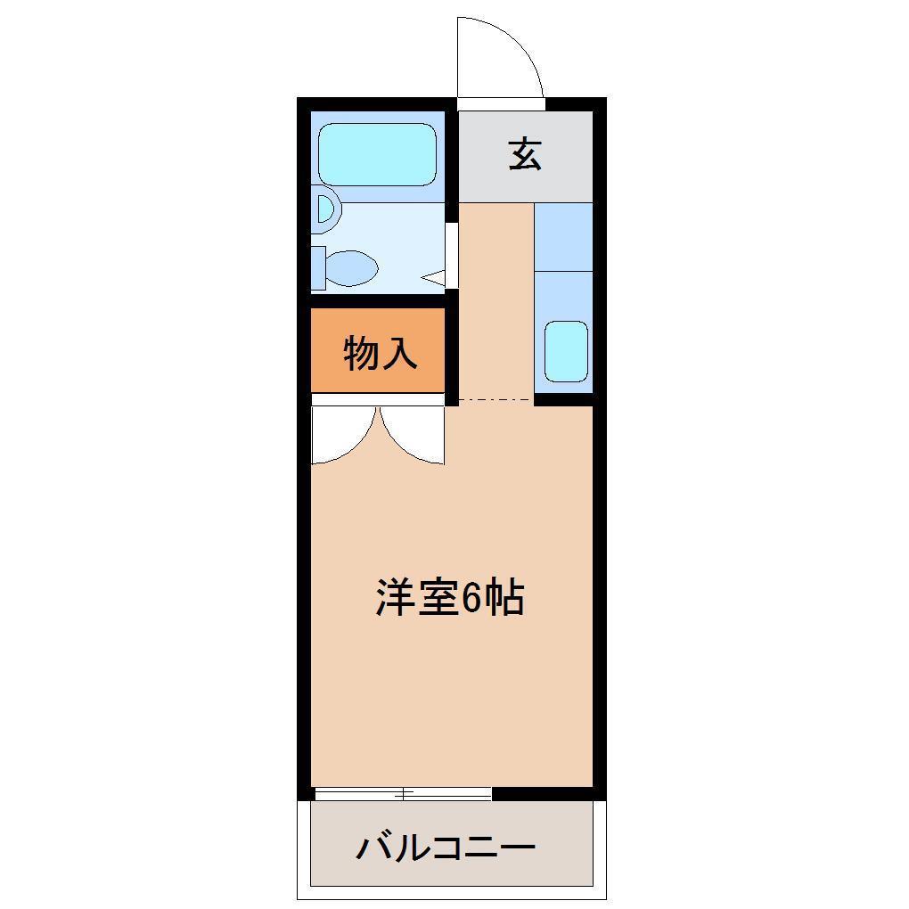 スカイエンジュA(ワンルーム/2階)の間取り写真