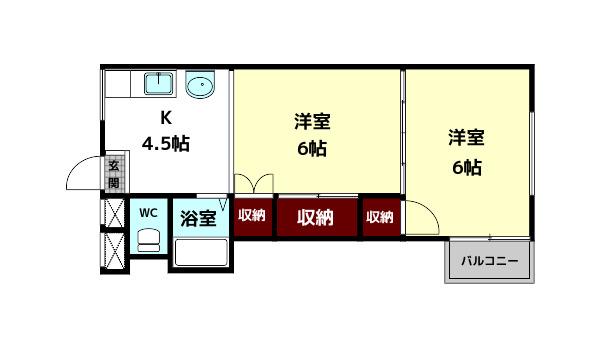 オルボス壱分(2DK/2階)の間取り写真