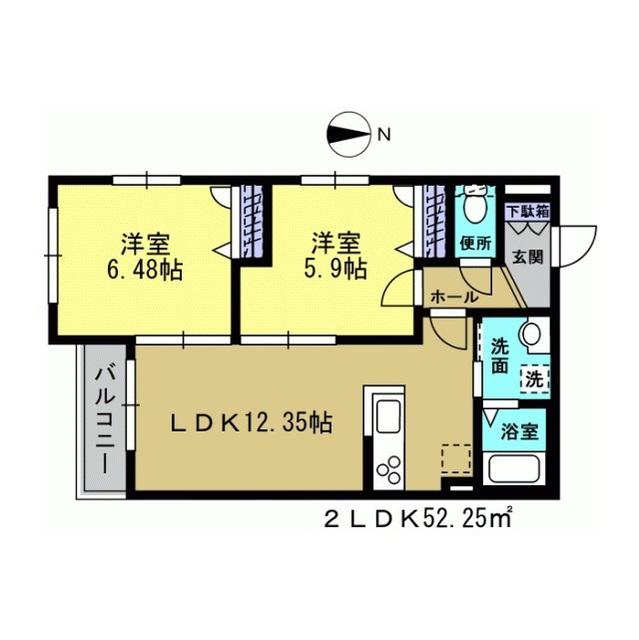 チェリーテラス武蔵新城(2LDK/1階)の間取り写真