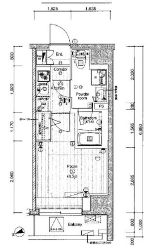 PREMIUMCUBE品川戸越♯MO(1K/6階)の間取り写真