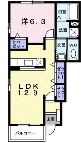 ルーラルII(1LDK/1階)の間取り写真