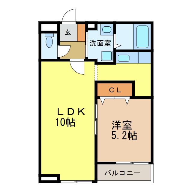 フルー リール(1LDK/2階)の間取り写真