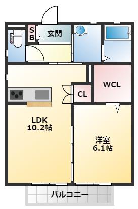 グランドメゾンJIN(1LDK/2階)の間取り写真