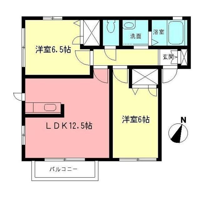 フジハイムB(2LDK/1階)の間取り写真