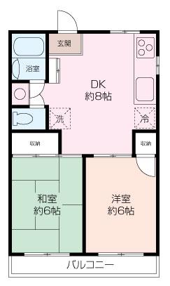 メゾンブランシェ(2DK/2階)の間取り写真