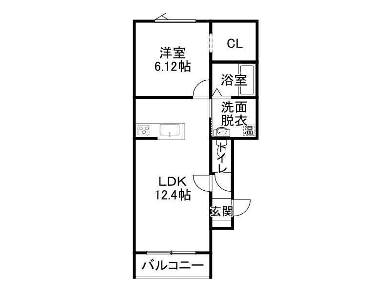 カーサ フォンテーヌ(1LDK/1階)の間取り写真