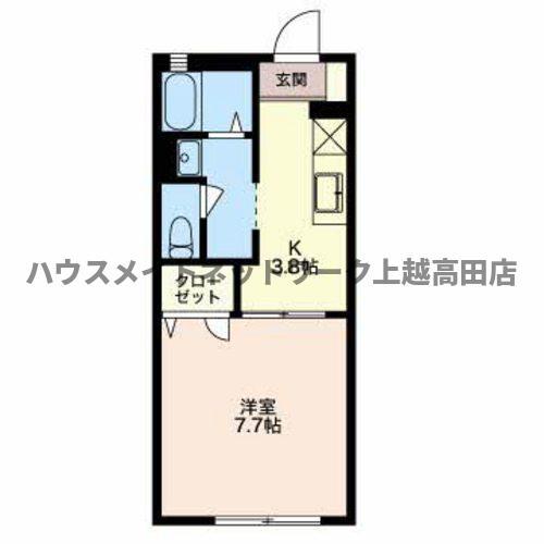 妙高はねうまライン 高田駅(新潟) 徒歩11分 2階建 築24年(1K/2階)の間取り写真