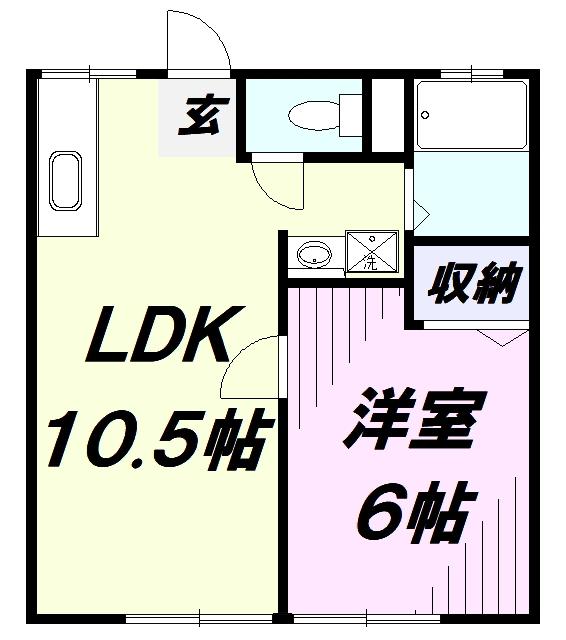 本橋第二パナハイツ(1LDK/2階)の間取り写真