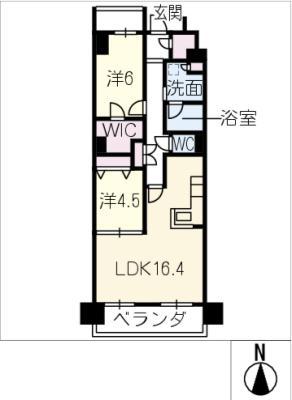 プレサンスジェネ新栄町駅前 葵706(2LDK/7階)の間取り写真