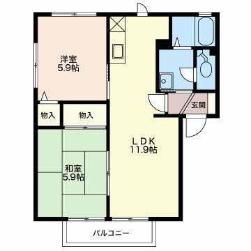 セフィーラ小島II A棟(2LDK/2階)の間取り写真