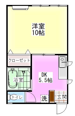 フラワーハイツ太子堂(1DK/1階)の間取り写真