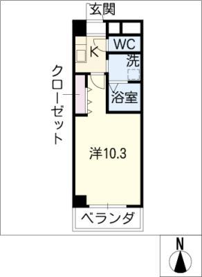 COCOM・Y(1K/2階)の間取り写真