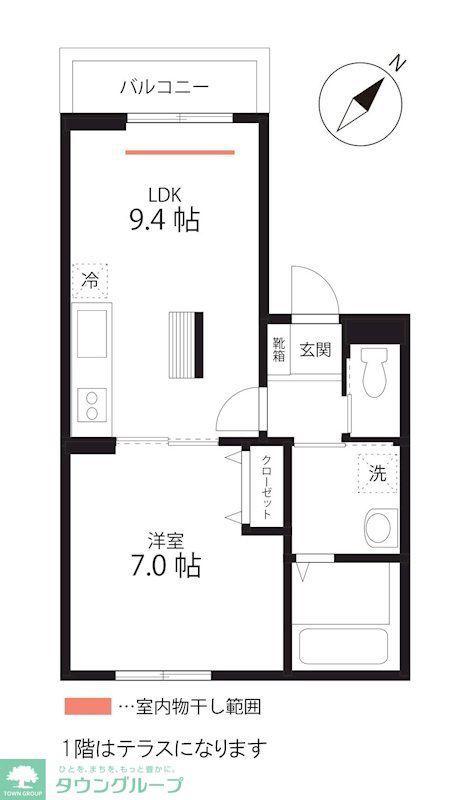 QUIETCRABHOUSETOGETHERWITHB生麦(1LDK/3階)の間取り写真