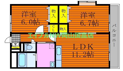 PLEIADES C棟(2LDK/1階)の間取り写真
