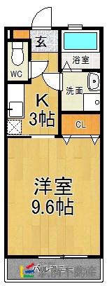 SILK TERRACE(1K/2階)の間取り写真