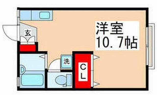 コーポ岸野(ワンルーム/1階)の間取り写真