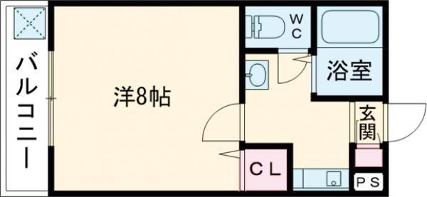メゾンサイプレスII(1K/3階)の間取り写真