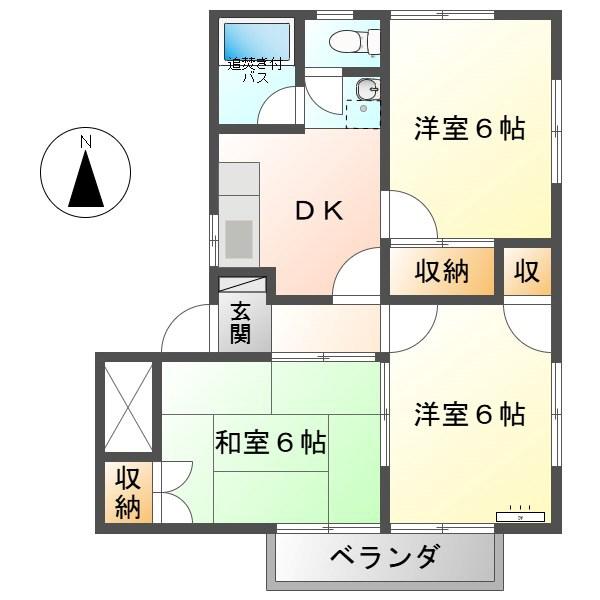 ドゥグレース(3DK/1階)の間取り写真