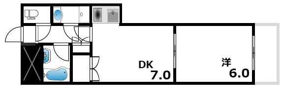 セルダン芦屋(1DK/1階)の間取り写真
