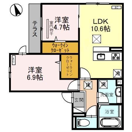 BRILLANTE(2LDK/1階)の間取り写真