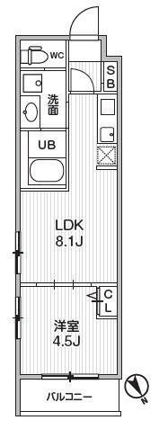 ALIVIS本八幡(1LDK/1階)の間取り写真