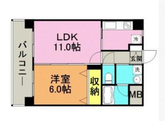 サンシャイン(1LDK/4階)の間取り写真