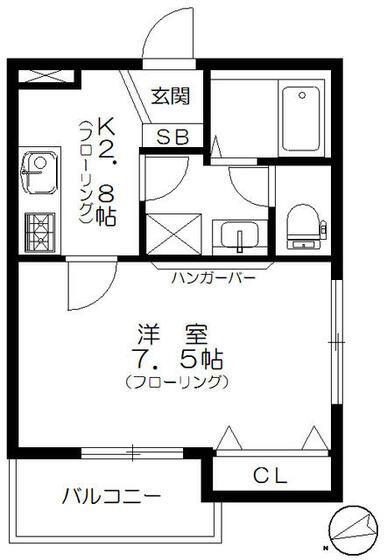 クレアシオン(1K/2階)の間取り写真