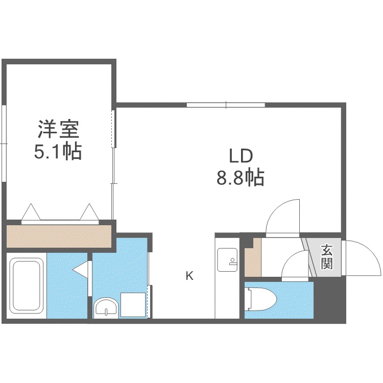 カヌレ菊水(1LDK/3階)の間取り写真