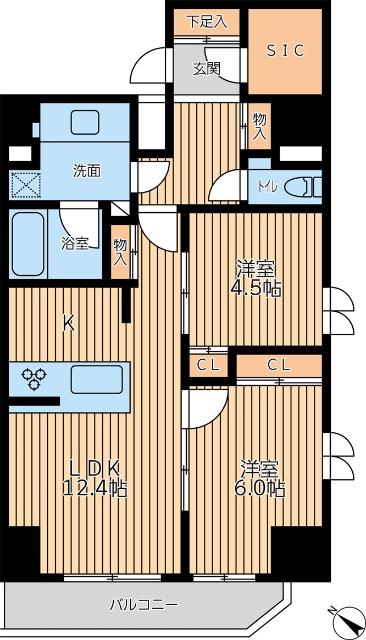 CITY LUX YOKOHAMA(2LDK/8階)の間取り写真