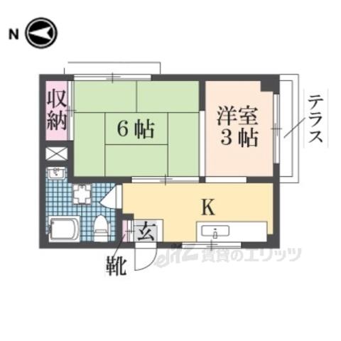 第1櫛笥マンション(1DK/1階)の間取り写真