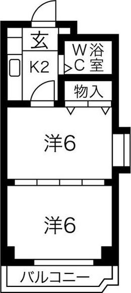 桜マンション(2K/8階)の間取り写真