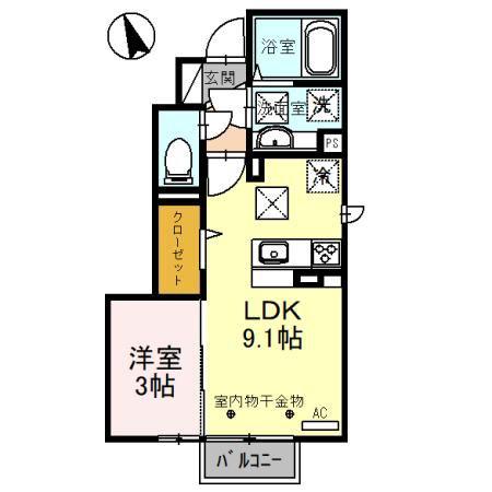 クレセールN(1LDK/1階)の間取り写真