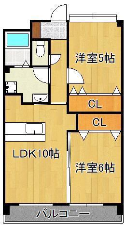 アクシオ足立(2LDK/3階)の間取り写真