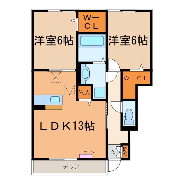 ユーパレス(2LDK/1階)の間取り写真