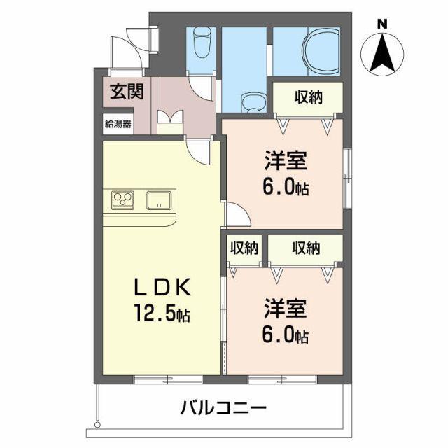 マンションドム北福島(2LDK/3階)の間取り写真