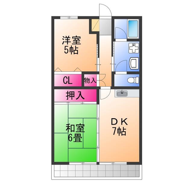 アコルドオクノ(2DK/3階)の間取り写真