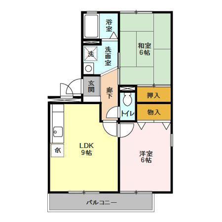 ハイカムールN(2DK/2階)の間取り写真