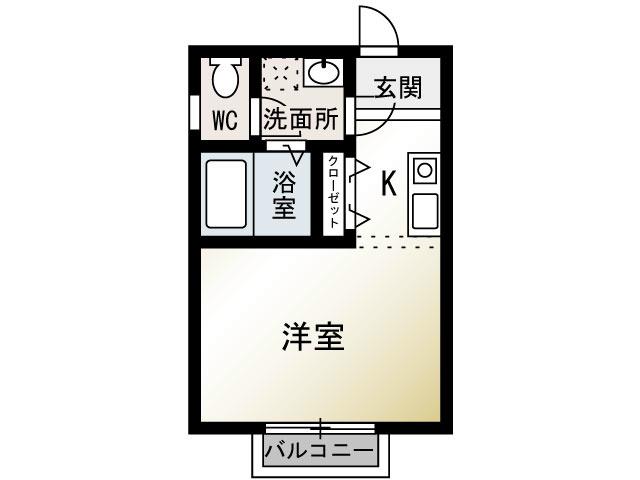 エアル湘南(ワンルーム/1階)の間取り写真