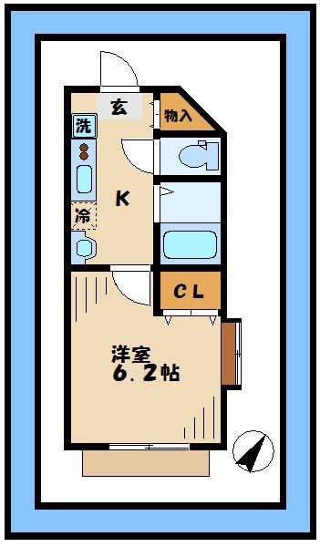 中野島DSコート21(1K/1階)の間取り写真