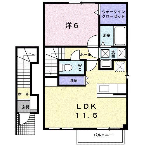 OAZO B(1LDK/2階)の間取り写真